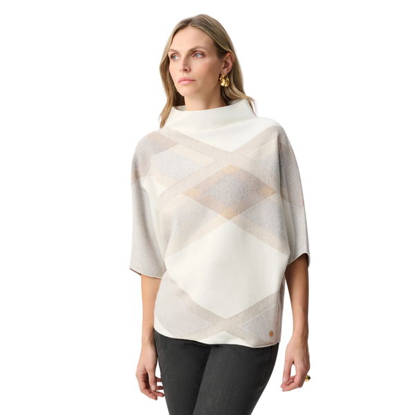 Joseph Ribkoff Plaid Funnel-Neck Sweater