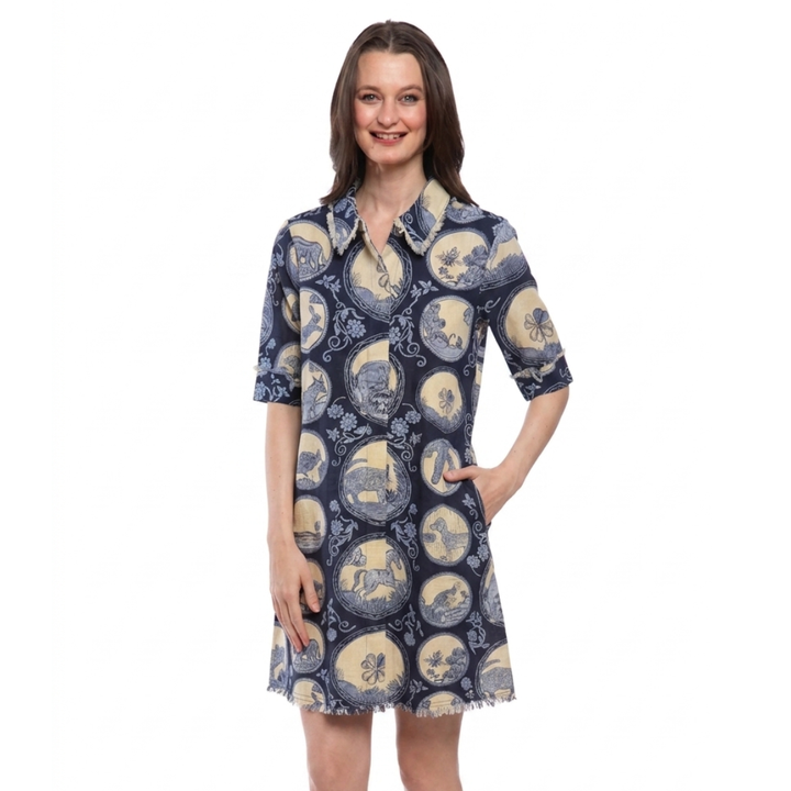 Dizzy Lizzie Chatham Dress Navy Medallion