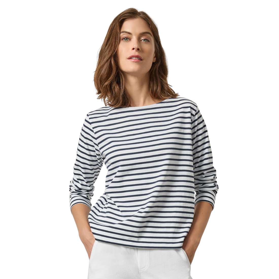 Lilla P Easy Boatneck Navy Stripe