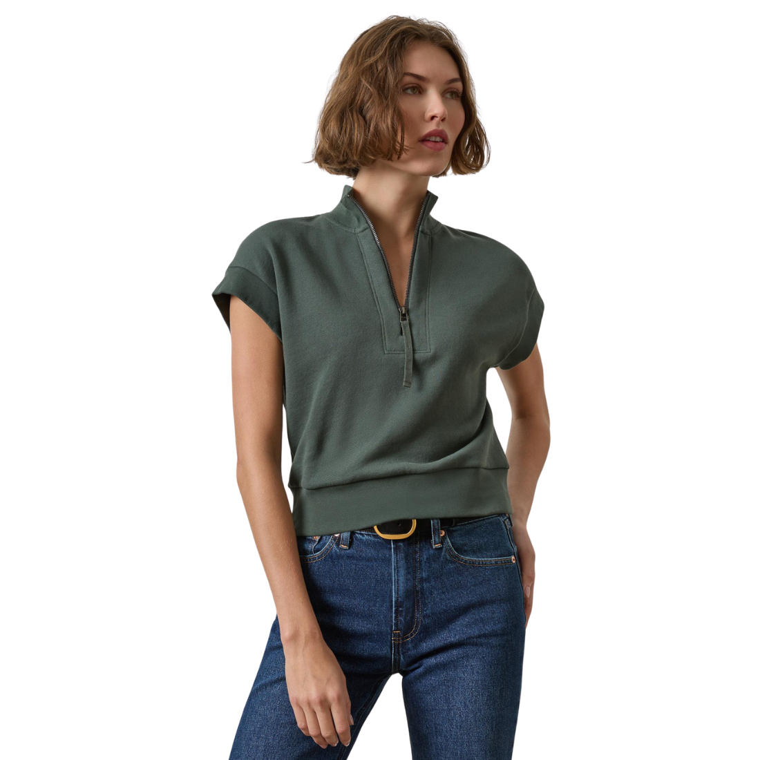 Lilla P Zip Mock Neck