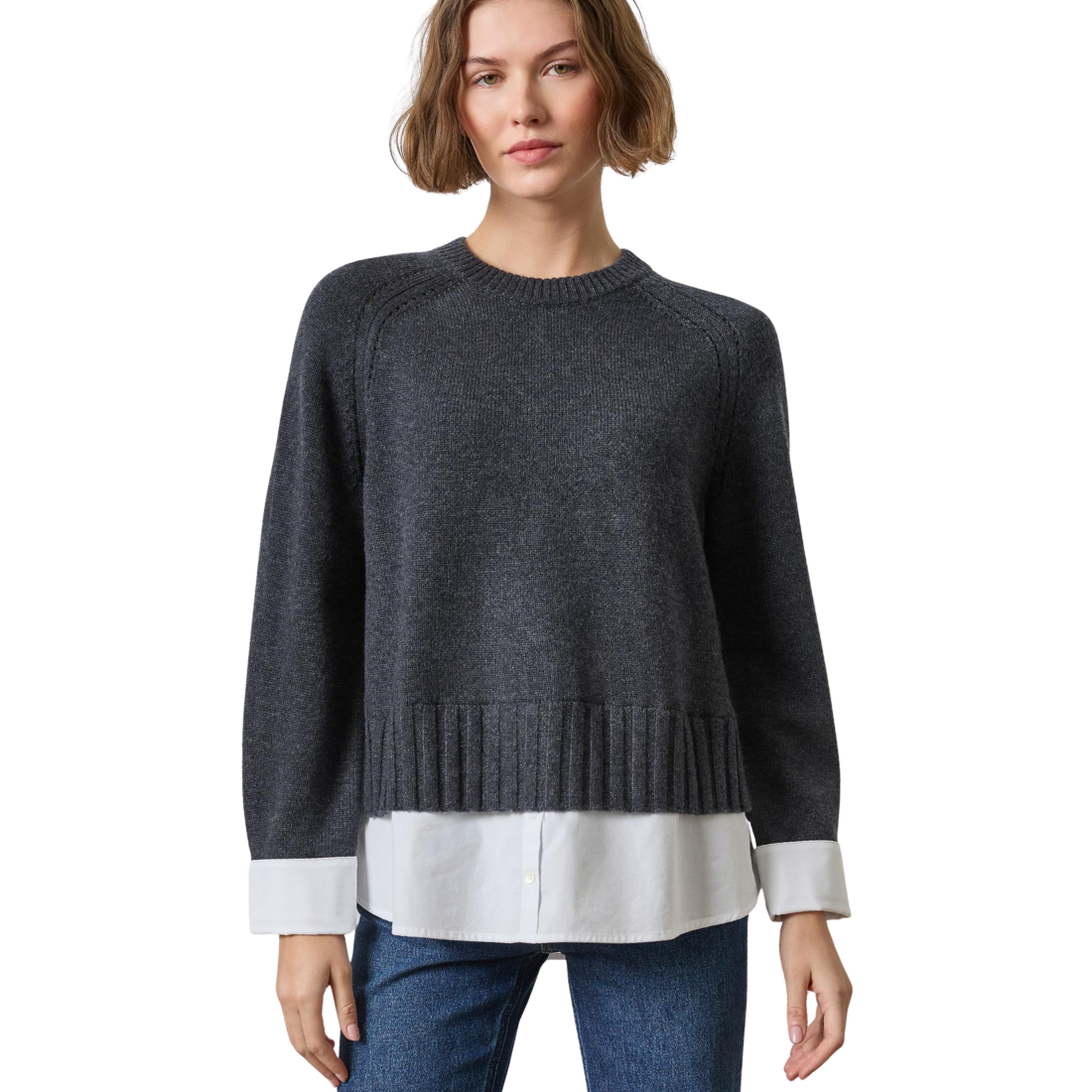 Lilla P Mixed Media Crewneck Sweater