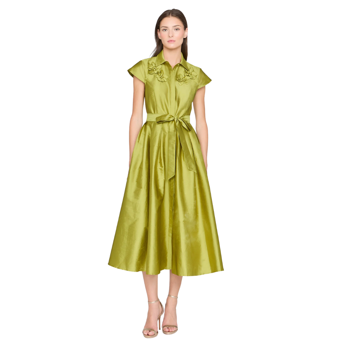 Theia Vada Taffeta Shirt Dress