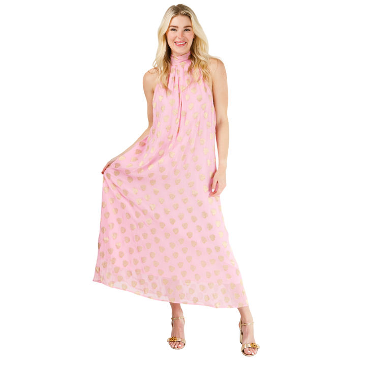 Holly Shae Blythe Dress Gold Palm Lurex