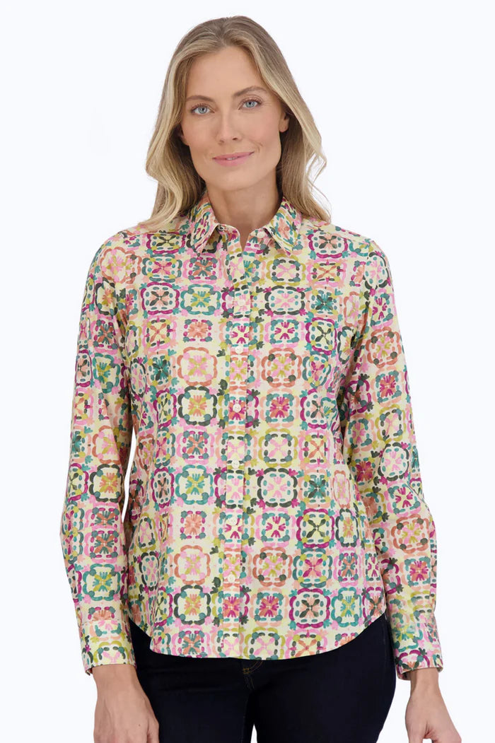 Foxcroft Zoey Shirt Watercolor Tile