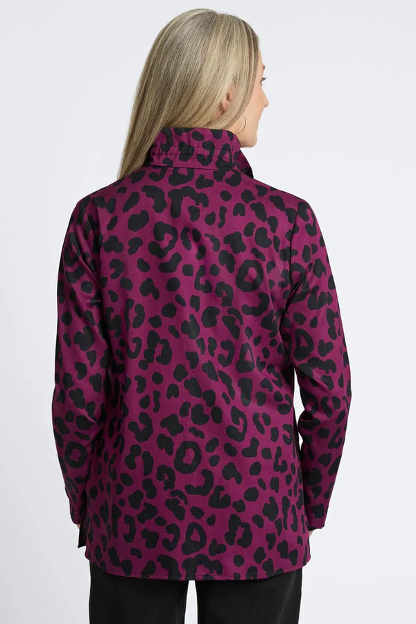 Foxcroft Carolina Cheetah Shirt Jacket Plum