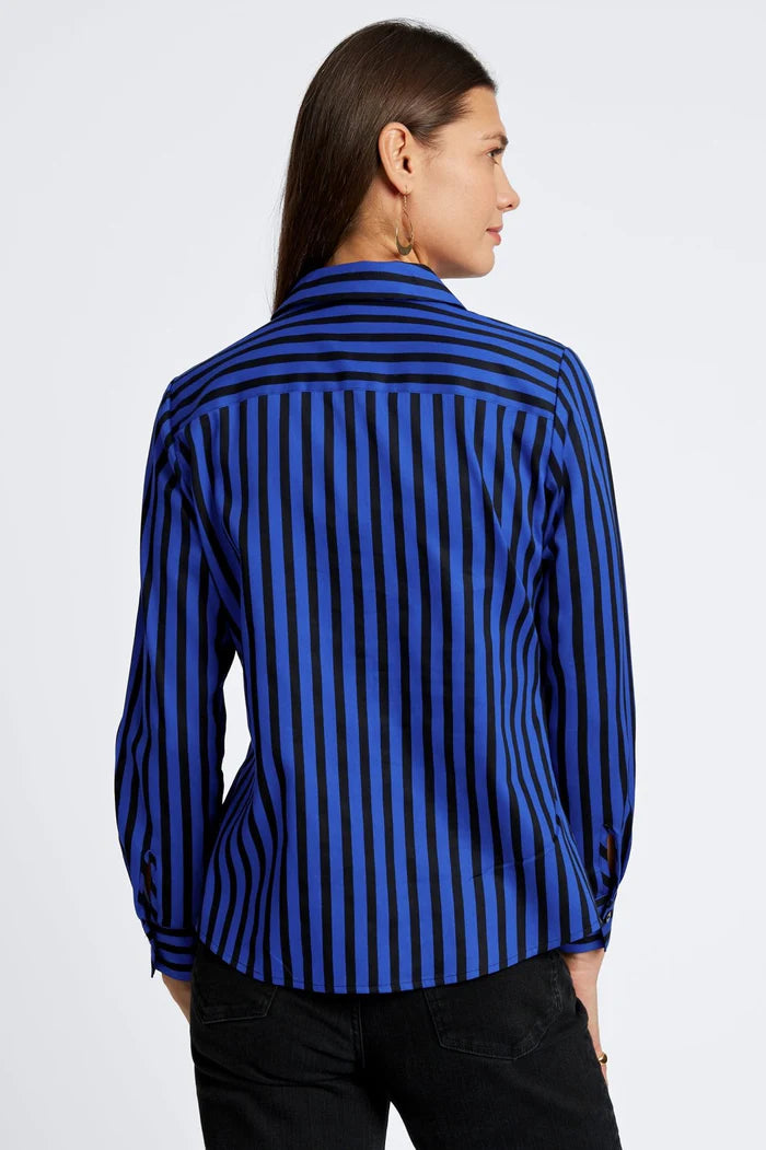 Foxcroft Mary Top Sapphire Stripe