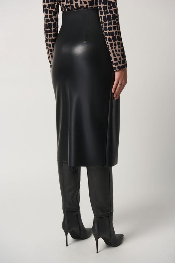 Joseph Ribkoff Black Faux Leather Skirt