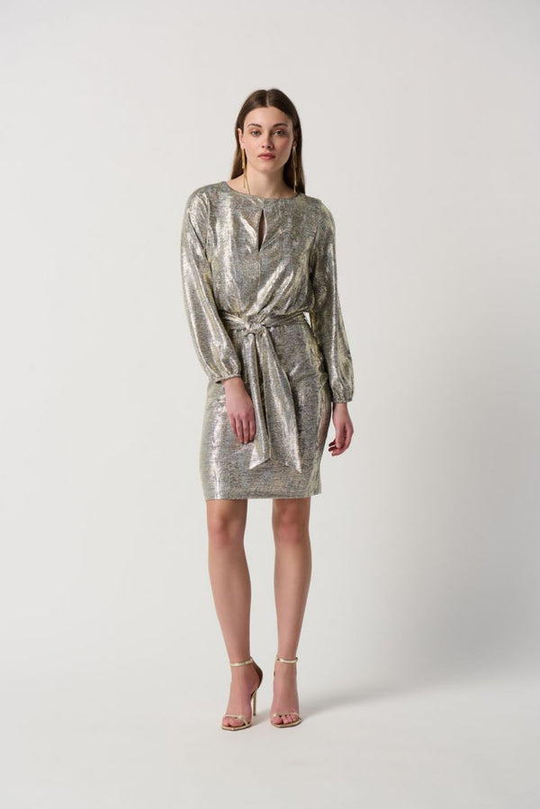 Joseph Ribkoff Grey/Gold Dress