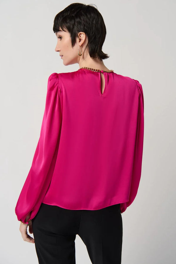 Joseph Ribkoff Satin Puff Sleeve Top