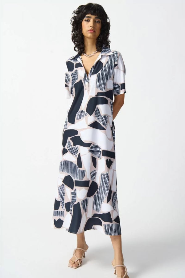 Joseph Ribkoff Vanilla/Multi Abstract Dress