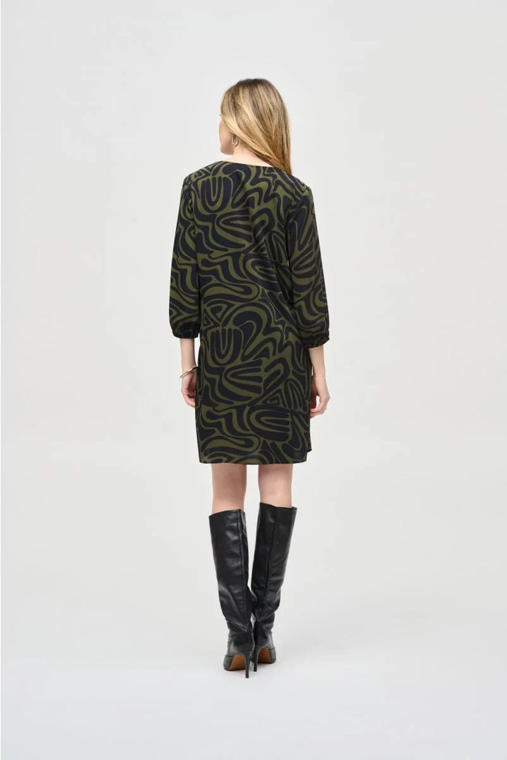 Joseph Ribkoff Black/Green Abstract Dress