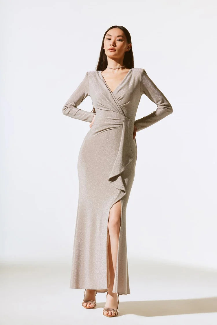 Joseph Ribkoff Sparkle Knit Long Wrap Dress