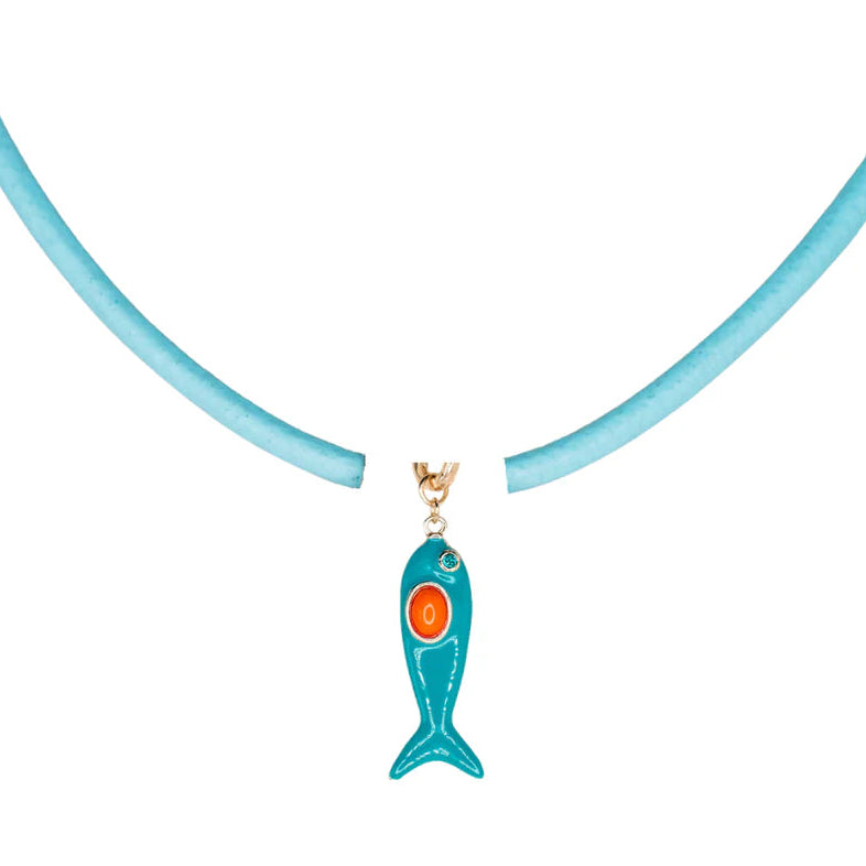 Smith & Co Leather Fish Necklace
