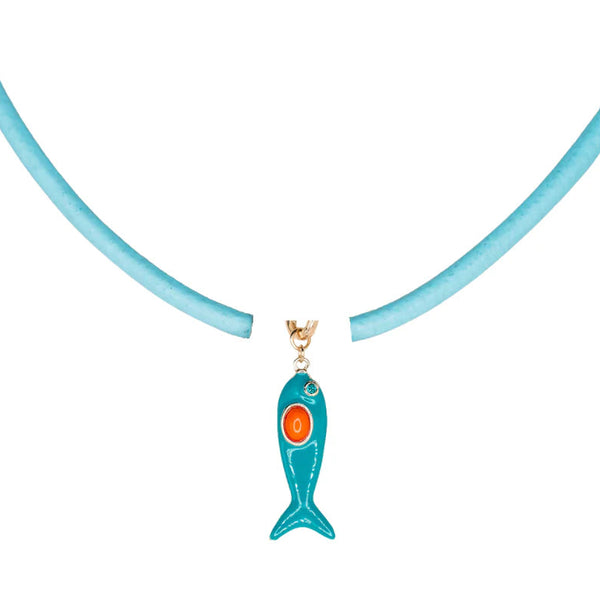 Smith & Co Leather Fish Necklace