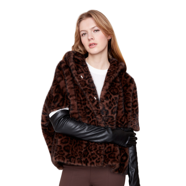 Renuar Leopard Fur Hooded Cape