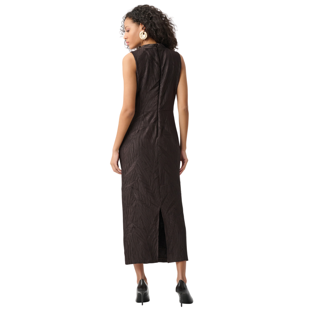 Joseph Ribkoff Pleated Satin Sleeveless Midi Dress