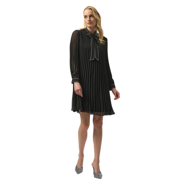 Joseph Ribkoff Pleated Embellished Tie Dress