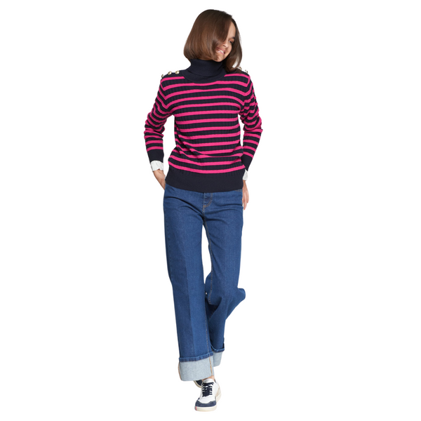 Vilagallo Pink Stripe Turtleneck