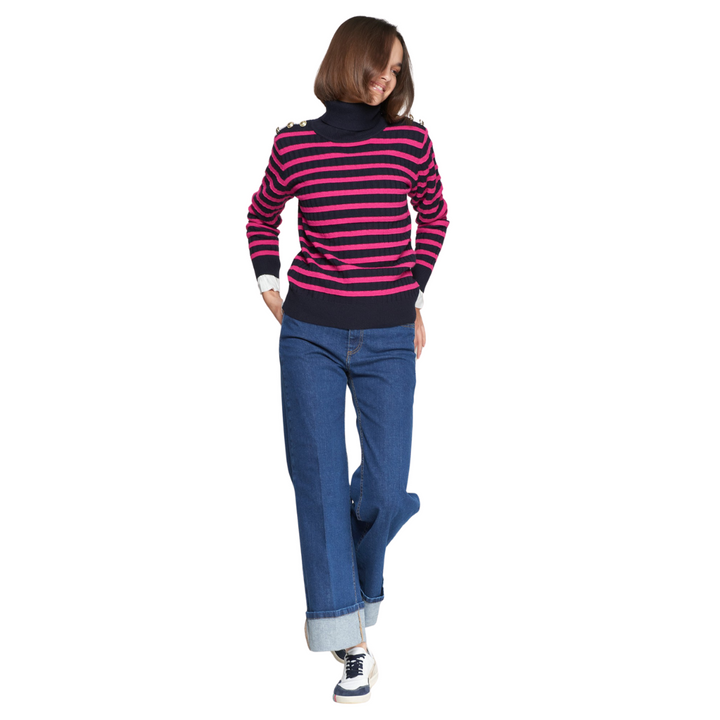 Vilagallo Pink Stripe Turtleneck