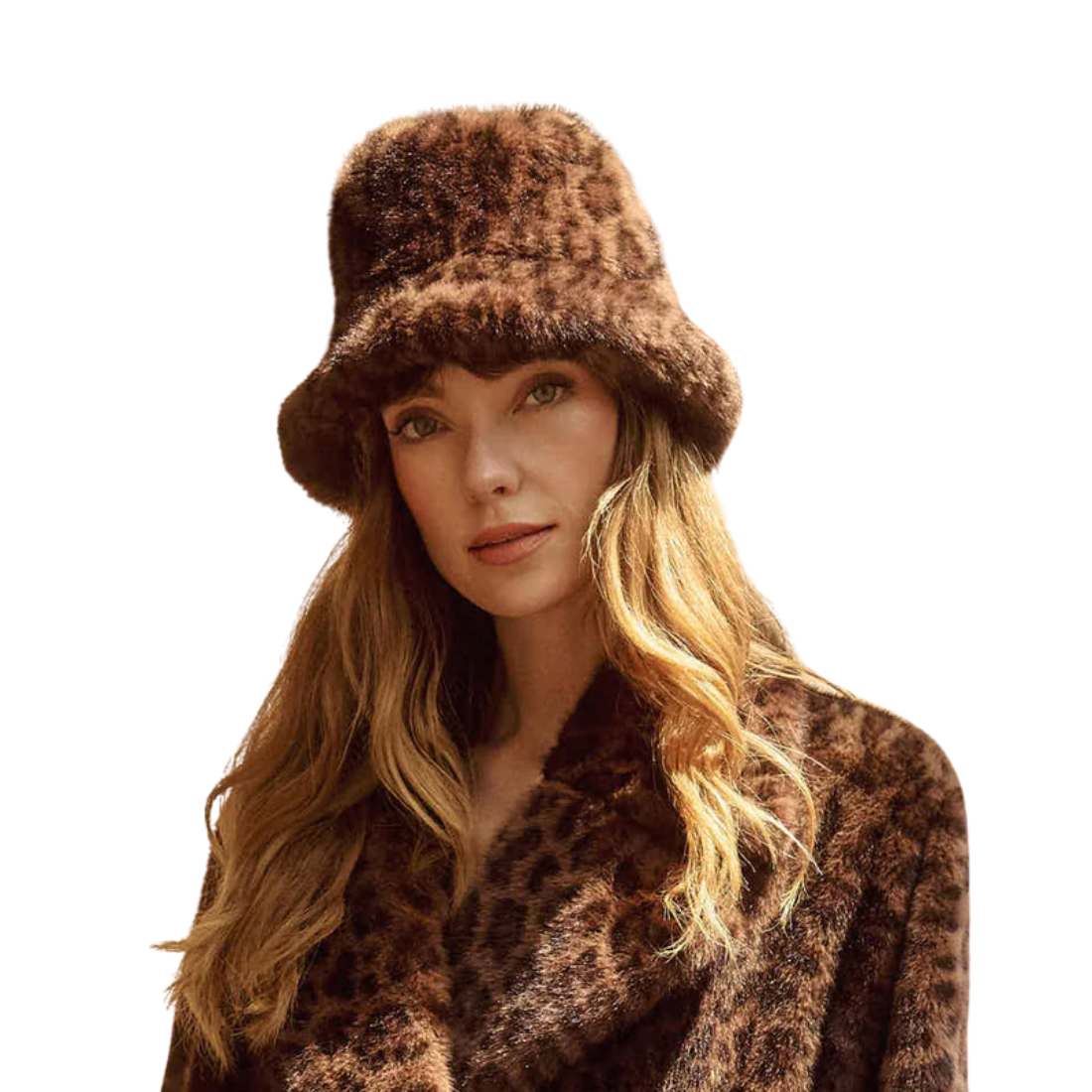 Joseph Ribkoff Faux Fur Leopard Bucket Hat