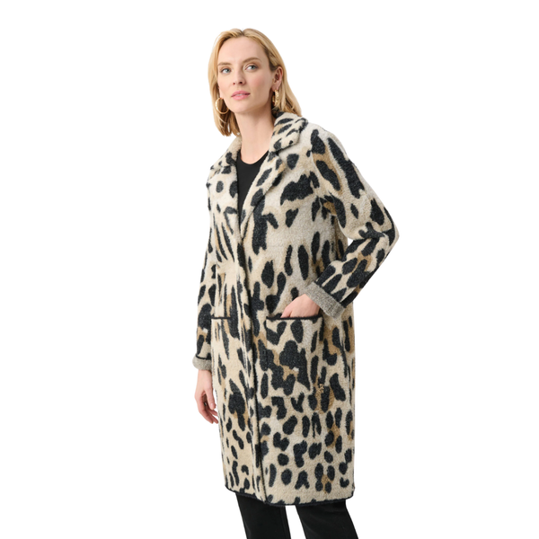 Joseph Ribkoff Feather Yarn Leopard Print Coat