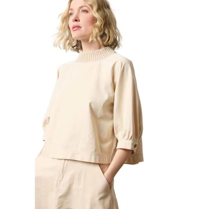 Lilla P Knit Collar Twill Top