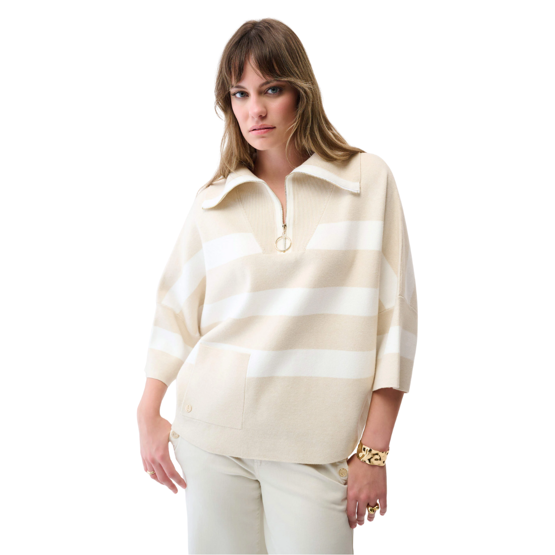 Joseph Ribkoff Quarter Zip Stripe Sweater