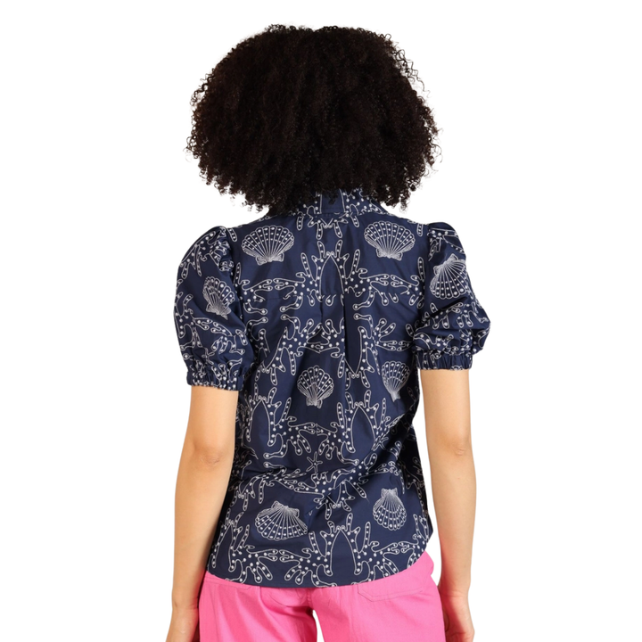 Maude Vivante Kim Top Navy Embroidered