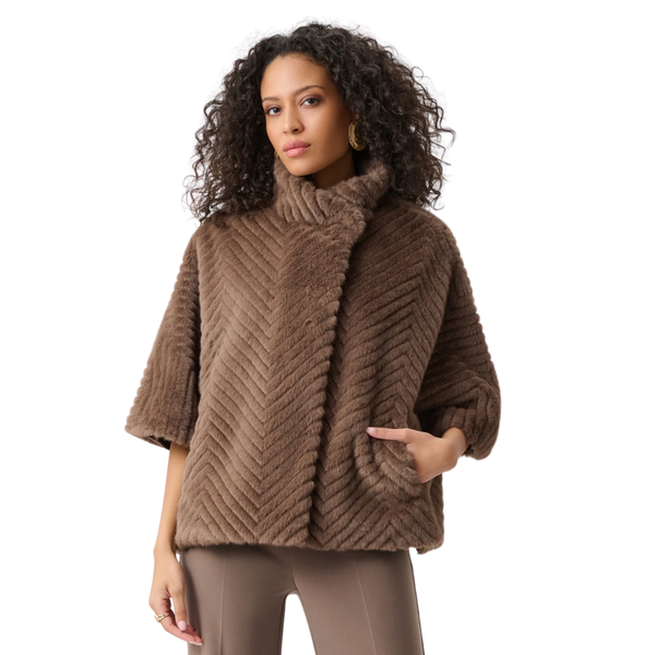 Joseph Ribkoff Chevron Fur Cape Jacket
