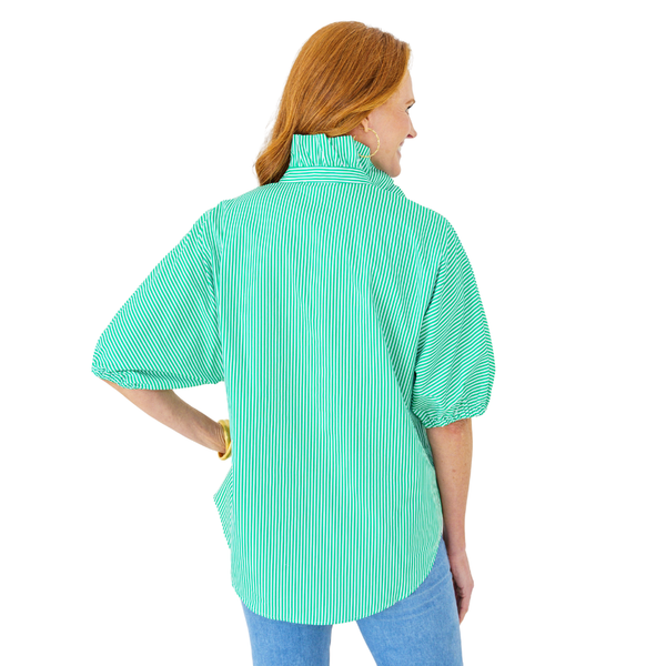 Caryn Lawn Sissy Stripe Top Green