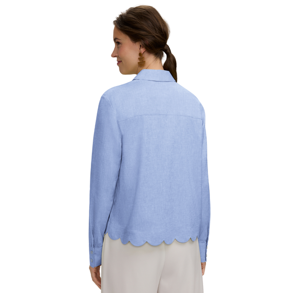 Foxcroft Scarlett Scalloped Linen Shirt