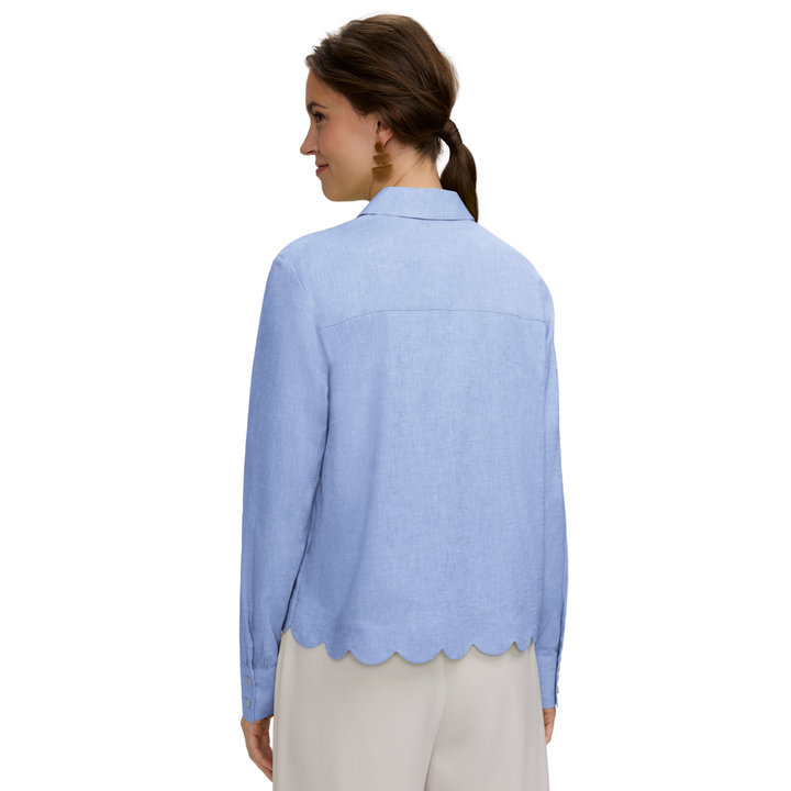 Foxcroft Scarlett Scalloped Linen Shirt