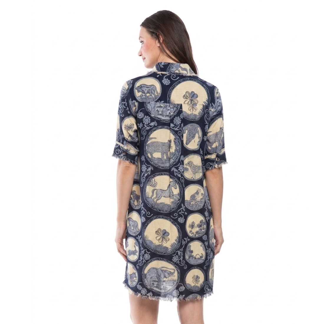 Dizzy Lizzie Chatham Dress Navy Medallion