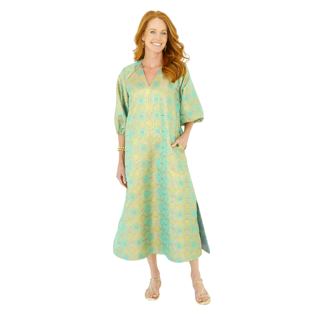 Caryn Lawn Coco Dress Jacquard Lime