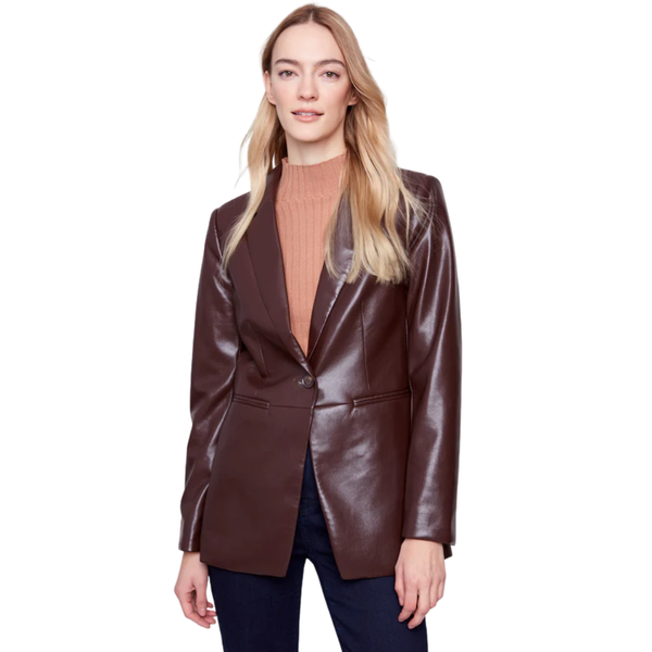 Charlie B Faux Leather Blazer