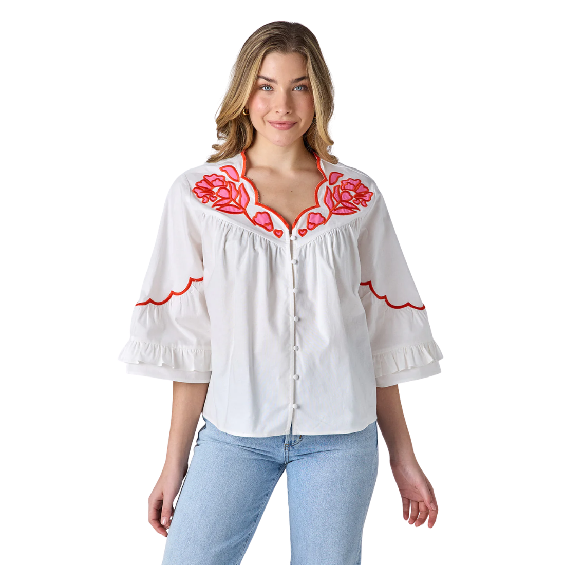 Crosby Ity Blouse Ivory Embroidered