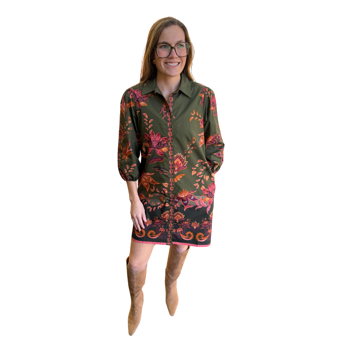 Maude Vivante Ava Dress Olive Trails