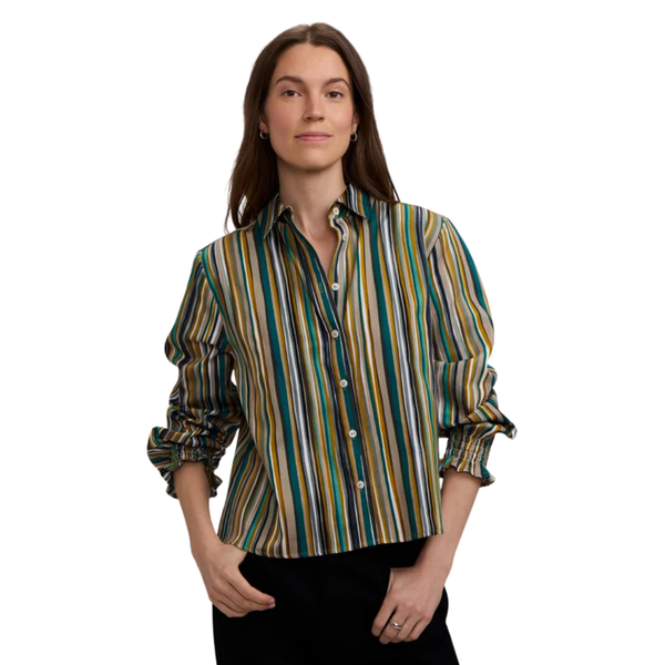Foxcroft Vivienne Watercolor Stripe Top