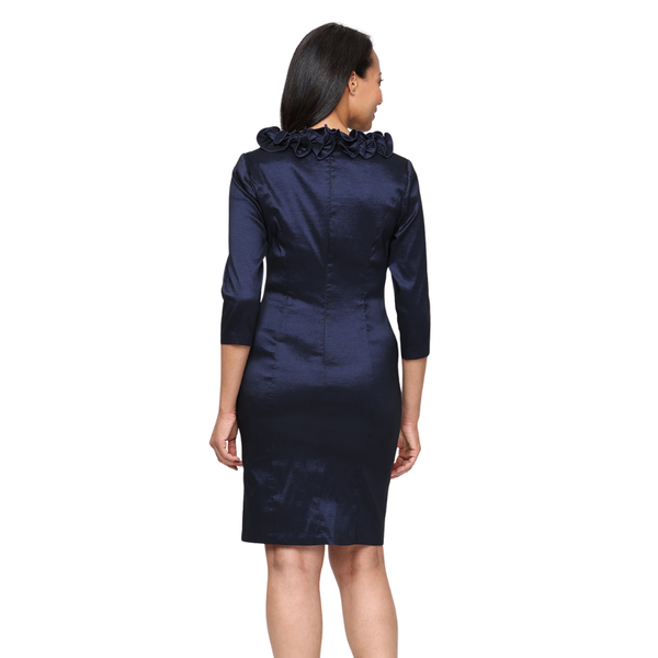 Alex Evenings Ruffle Neck Taffeta Sheath Dress