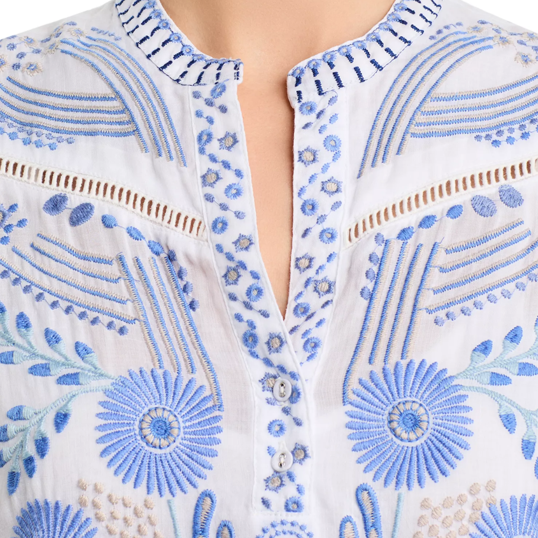 Johnny Was Western Trim Henley Dress