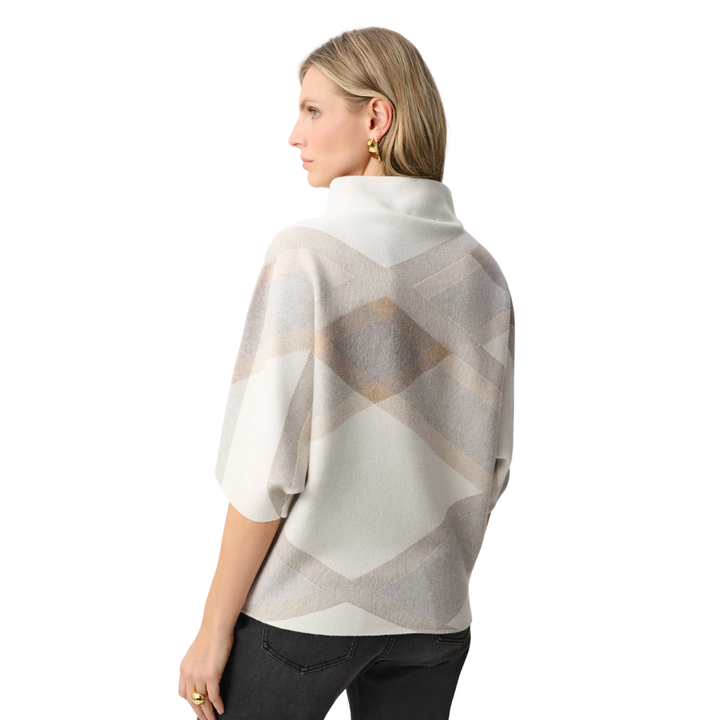 Joseph Ribkoff Plaid Funnel-Neck Sweater