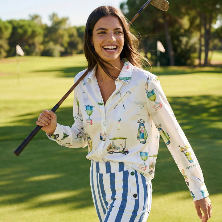 Vilagallo Par Tee Silk Top