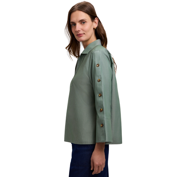 Foxcroft Lainey Button Popover Shirt