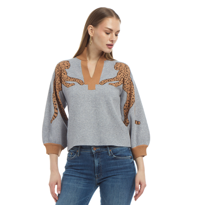 Patty Kim Cheetah Knit Sweater