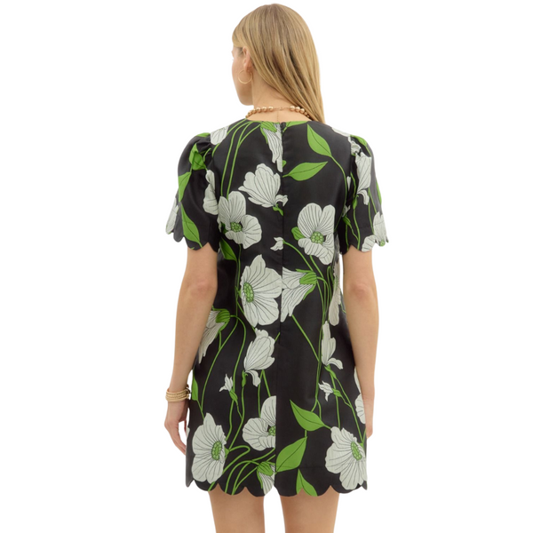 Finley Floral Jacquard Scalloped Dress