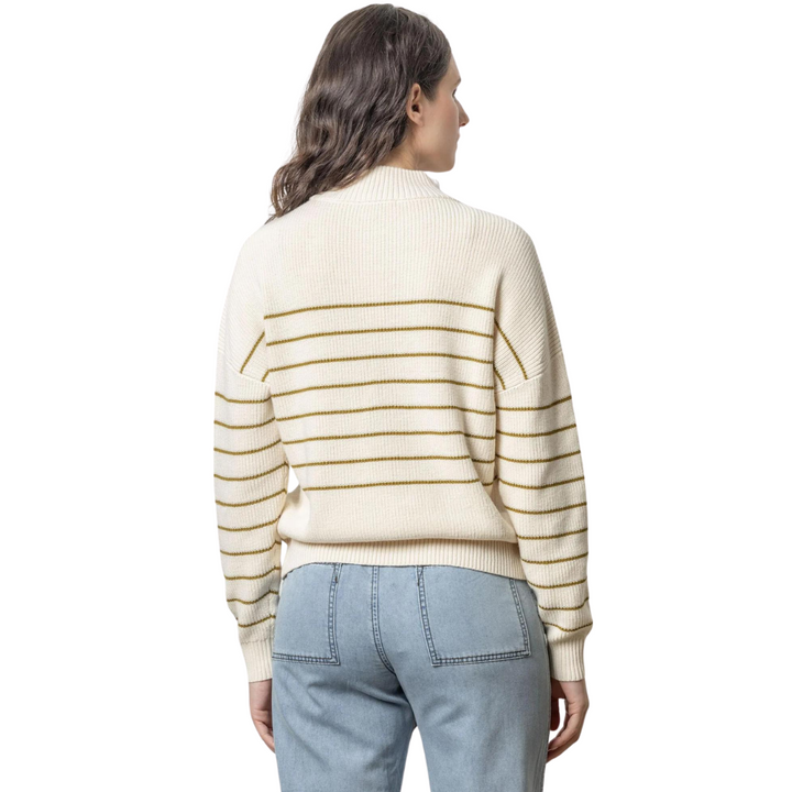 Lilla P Striped Zip Front Sweater