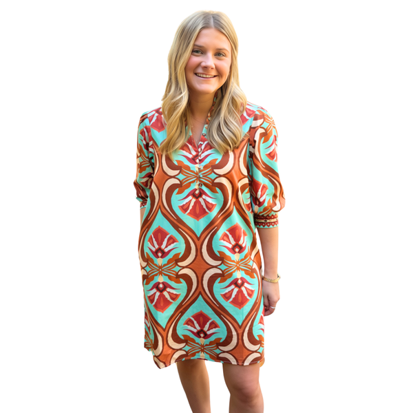 Maude Vivante Dahlia Dress Geo Mint