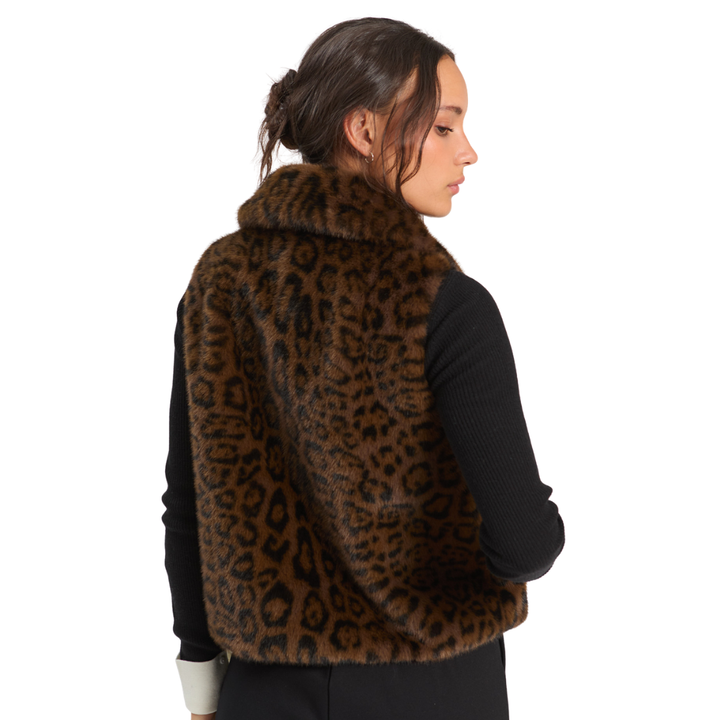 Vilagallo Leopard Fur Vest