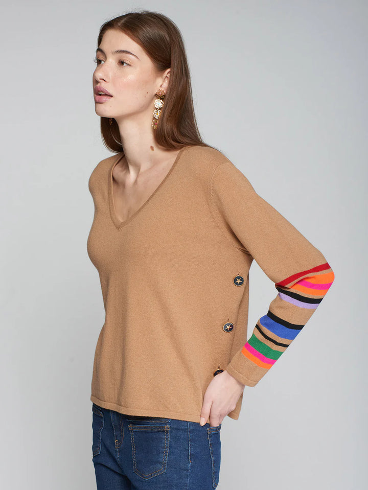 Vilagallo Button Stripe Sweater