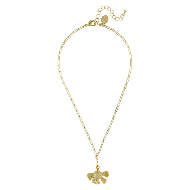 Susan Shaw Ginkgo Paperclip Necklace